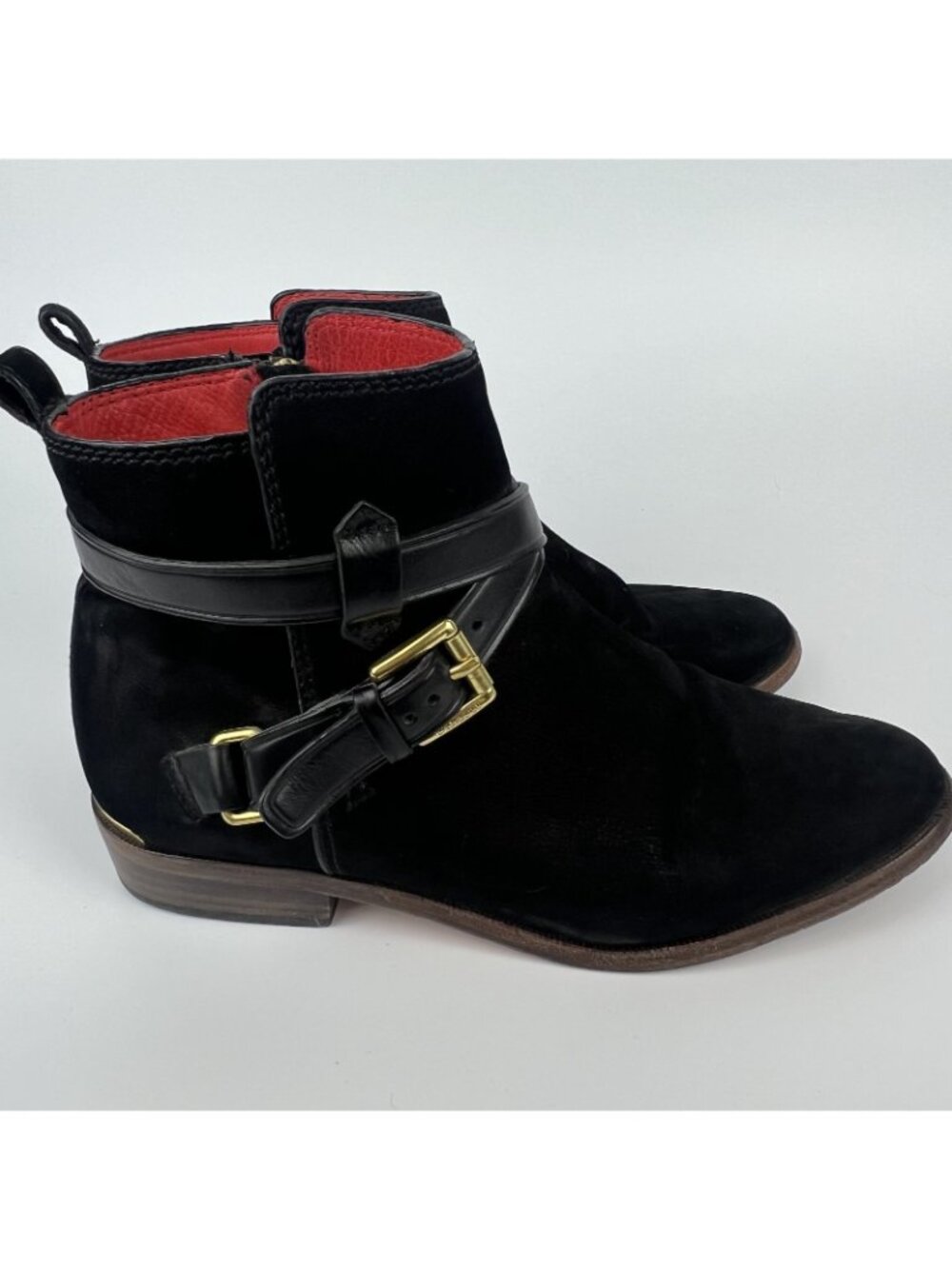 Coach Leoda Suede Ankle Boots Women’s 8.5 B – Black Zip Booties w/ Buckle - Picture 6 of 10